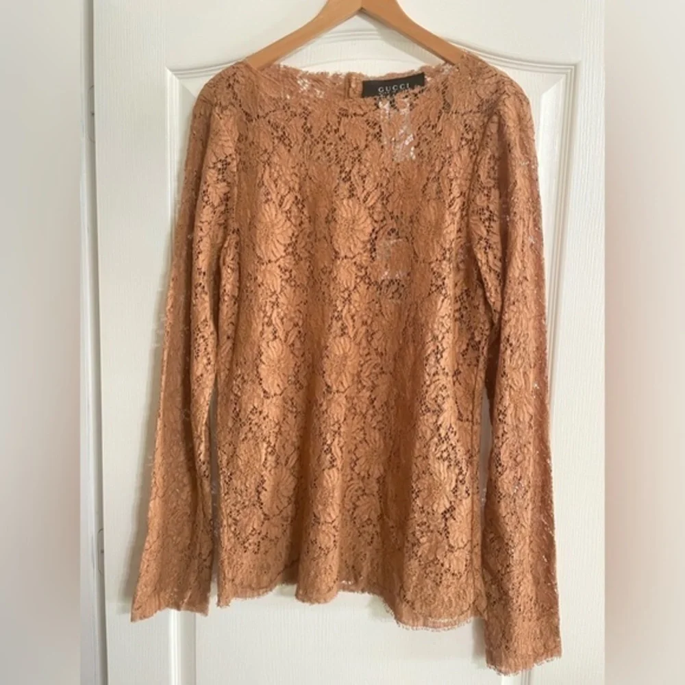 GUCCI Mens Brown Runway Cotton Lace Shirt